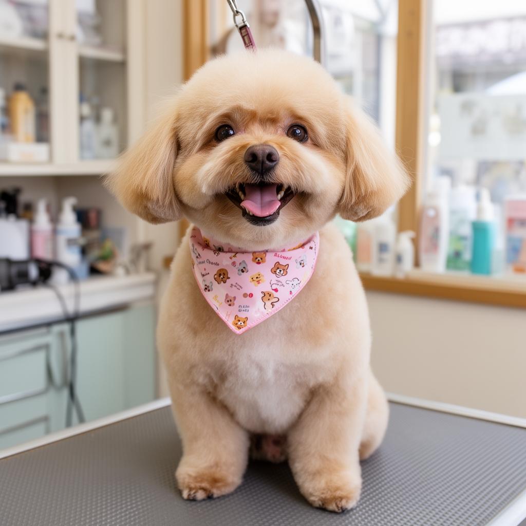 Toby después del baño y peluquería
